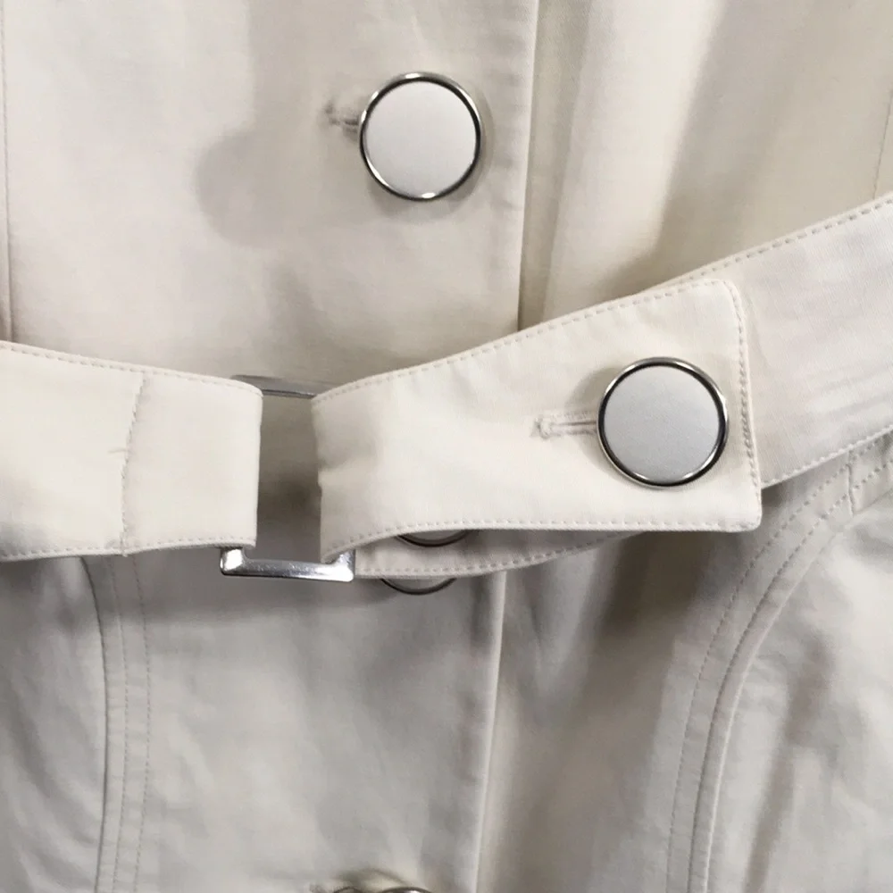 Sugarfly Girls Cream Off White Belted Double Breasted Trench Coat Jacket Medium